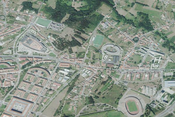 Vista aérea de vivienda en Portosin (A Coruña)