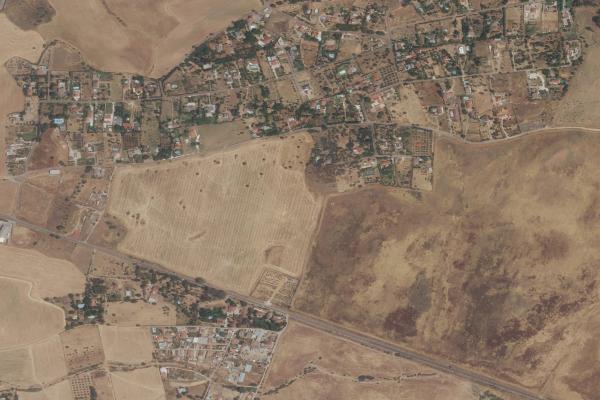 Vista aérea de finca rústica en Villanueva de la Serena (Badajoz)