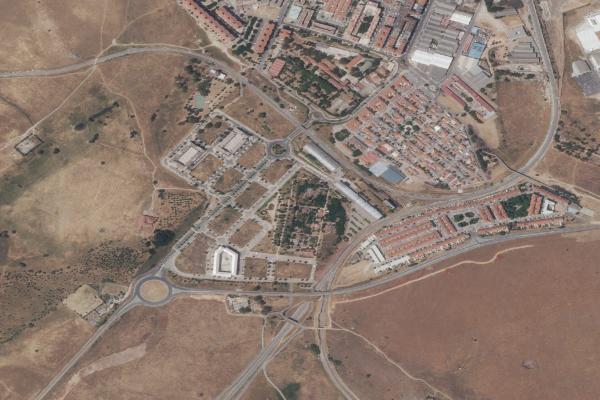 Vista aérea de vivienda en Hervas (Cáceres)