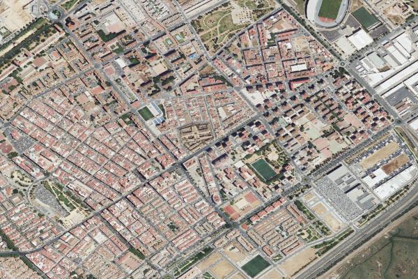 Vista aérea de vivienda en Huelva (Huelva)