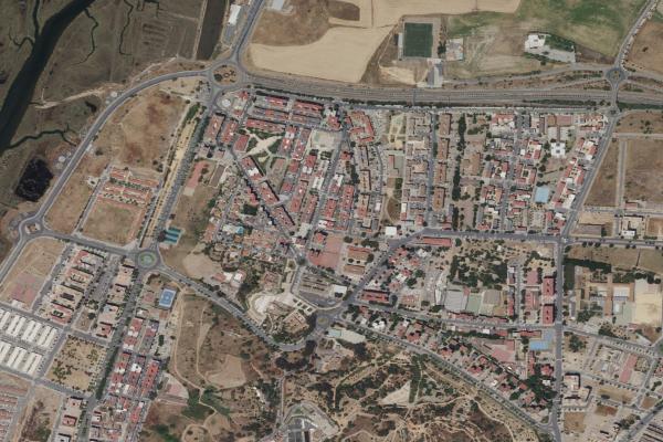 Vista aérea de vivienda en Bollullos del Cdo (Huelva)