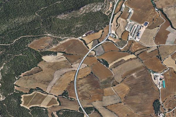 Vista aérea de vivienda en Sanaüja (Lleida)