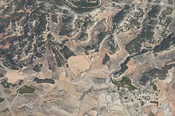 Vista aérea de vivienda en Mora de Rubielos (Teruel)